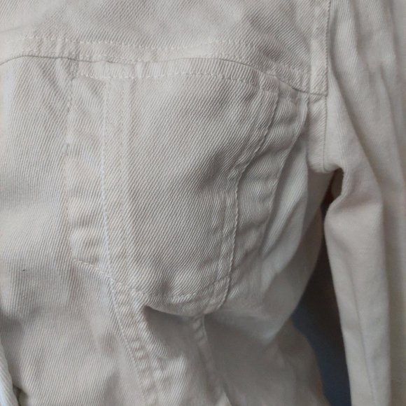 Geoffrey Beene Sport Women's White Stretch Structured Jean Jacket Size L - Picture 8 of 13